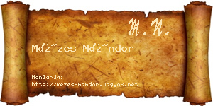 Mézes Nándor névjegykártya